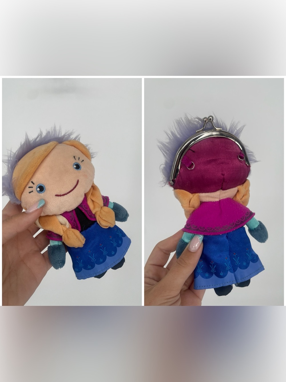 Disney Store Frozen Princess Anna Coin Purse Plush Stuffed Character Mini Bag